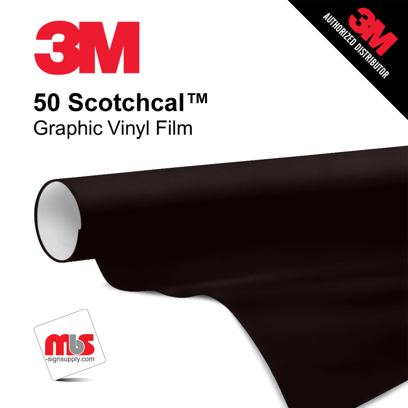 30'' x 50 Yards 3M™ Series 50 Scotchcal Gloss Black 5 Year Punched 3 Mil Calendered Graphic Vinyl Film (Color Code 012)